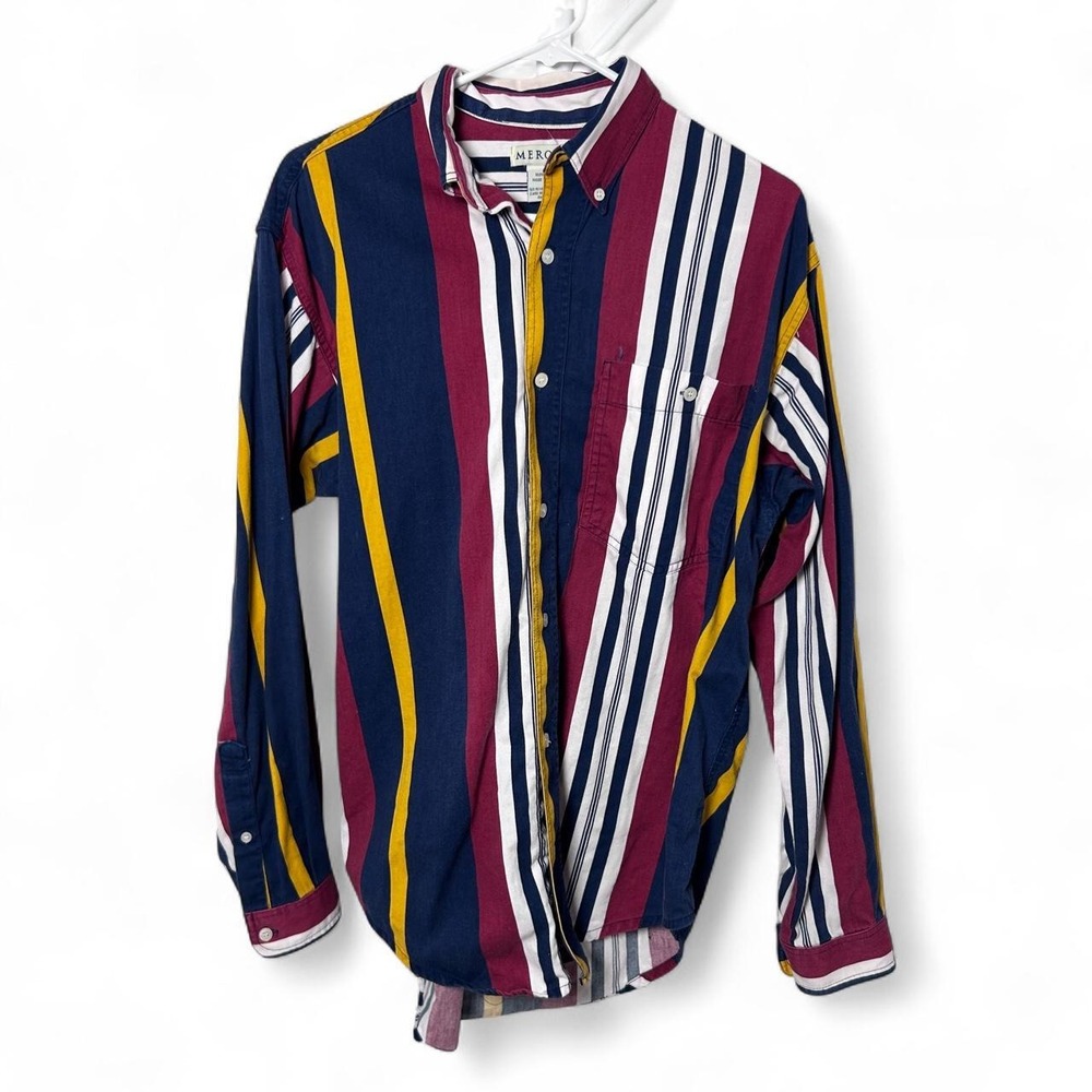Merona Vintage 90s/Y2K Preppy Striped Button Down, Size Medium